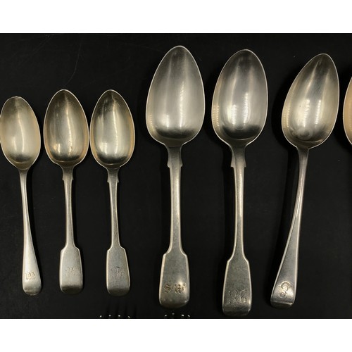 744 - A quantity of 19thC hallmarked silver spoons and forks, various makers and dates to include London 1... 