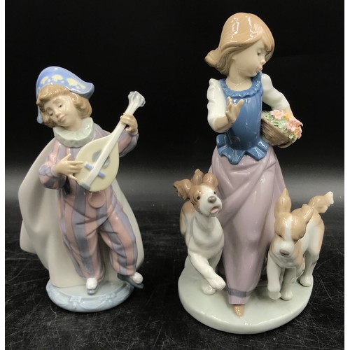 107 - A pair of Lladro figurines to include Out for a Romp 5761 and Mandolin Serenade 5696.