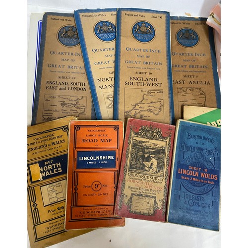 976 - Vintage maps to include Quarter-Inch Map of Great Britain,' sheets 4, 9, 10 and 12, 4th Edition etc ... 