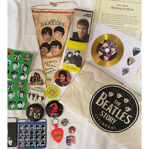 979 - Beatles Interest. Memorabilia to include Beatles original 1960's ceramics, two plates and three dish... 