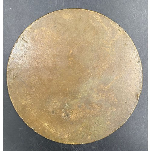 938 - WWI memorial bronze death penny awarded to Frank Clark. 12cm diameter.