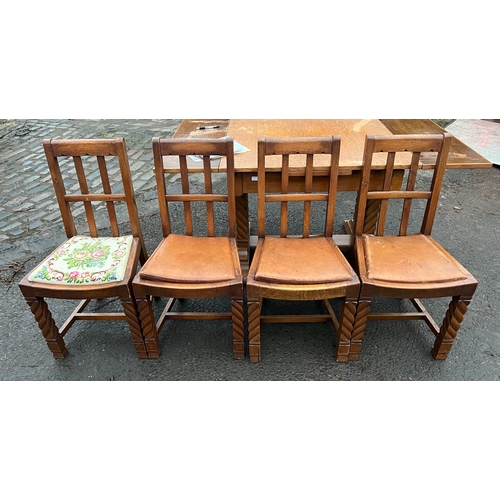 63 - An Art Deco Golden Oak sideboard, table and chairs by TT Cass & Sons, Hull. Sideboard 153 w x 52 d x... 