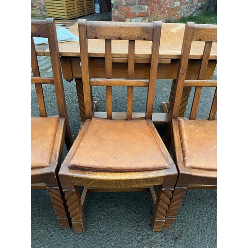 63 - An Art Deco Golden Oak sideboard, table and chairs by TT Cass & Sons, Hull. Sideboard 153 w x 52 d x... 