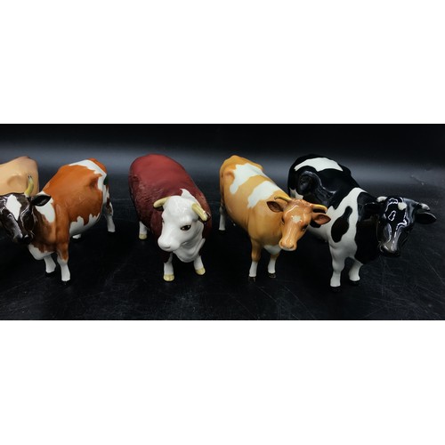 127 - Collection of Beswick cows CH Ickham Bessie 198, CH of Champions, CH Claybury Leegwater, a Jersey Co... 