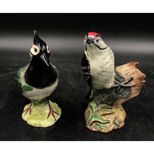 128 - Beswick Lapwing 2416 & Lesser Spotted Woodpecker 2420, 14cm h. (2)