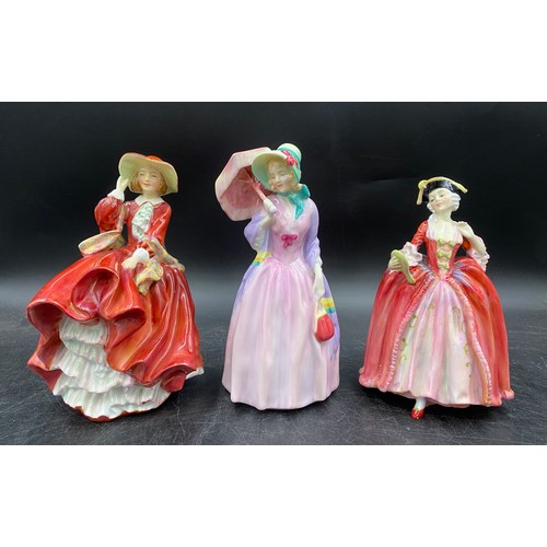 134 - Royal Doulton figurines to include HN 1402 Miss Demure, HN 1586 Camille, potted by Doulton stamped t... 