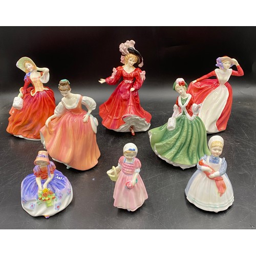 135 - Royal Doulton figurines to include HN 1934 Autumn Breezes, HN 3365 Patricia, HN 3903 Mary, HN 2835 F... 