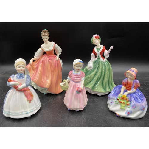 135 - Royal Doulton figurines to include HN 1934 Autumn Breezes, HN 3365 Patricia, HN 3903 Mary, HN 2835 F... 