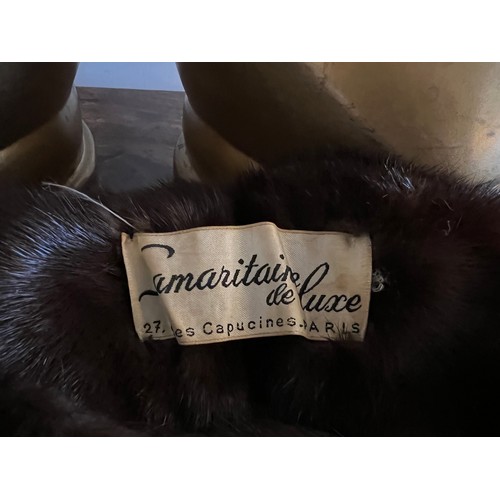 873 - Vintage fur to include a white short fur cape, three various collars to include mink, and a mink sca... 