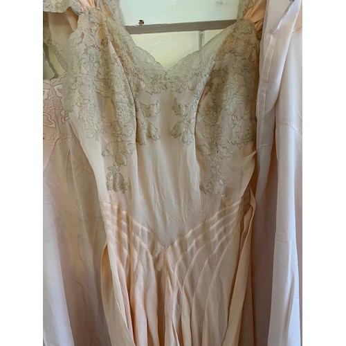 876 - Good quality vintage mainly silk nightdresses and undergarments to include, 4 nightdresses, one made... 