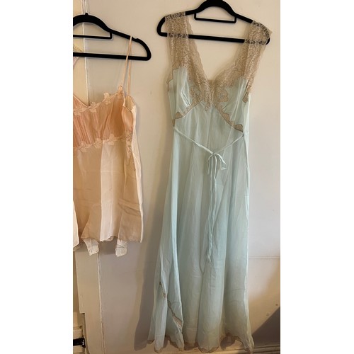 876 - Good quality vintage mainly silk nightdresses and undergarments to include, 4 nightdresses, one made... 