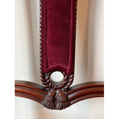 69 - A pair of fine quality French mahogany side chairs with rope decoration and ionic column front legs.