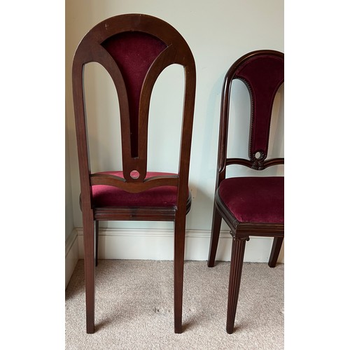 69 - A pair of fine quality French mahogany side chairs with rope decoration and ionic column front legs.