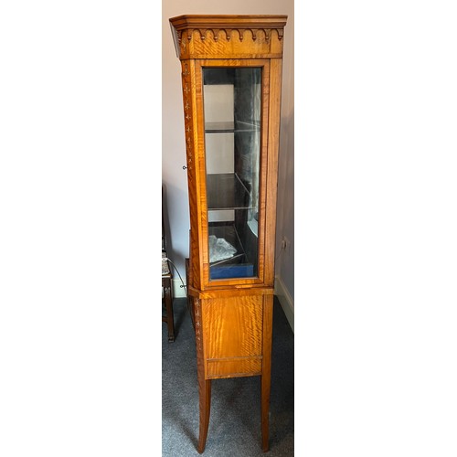 73 - Superb quality satinwood and hand painted vitrine. 156cm h x 72cm w x 32cm d.