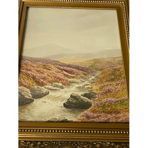 1172 - Three paintings to include F. R. Coysh watercolour of moorland scene picture size 33cm x 25cm, L. Li... 