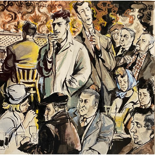 1174 - Muriel Brandt (1909-1981) Duet at Deighans pen and watercolour signed lower right 30 x 31cm.