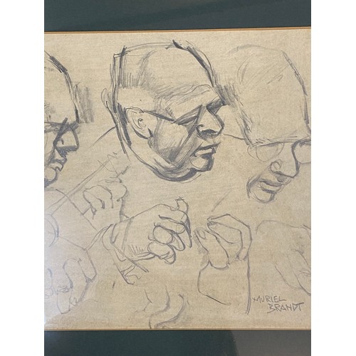 1175 - Muriel Brandt (1909-1981) Pencil studies of conductor signed lower right 24 x 34.5cm.