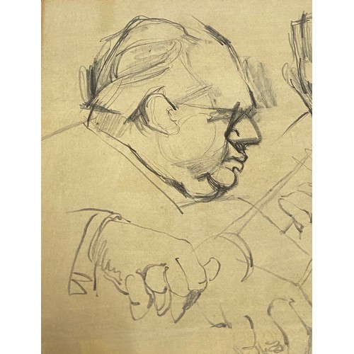 1175 - Muriel Brandt (1909-1981) Pencil studies of conductor signed lower right 24 x 34.5cm.