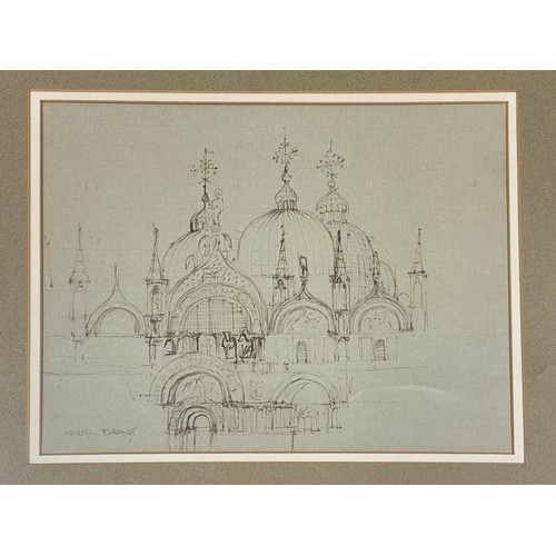 1176 - Muriel Brandt (1909-1981) Ink drawing of St Mark's Square Venice signed in pencil to lower left 22 x... 