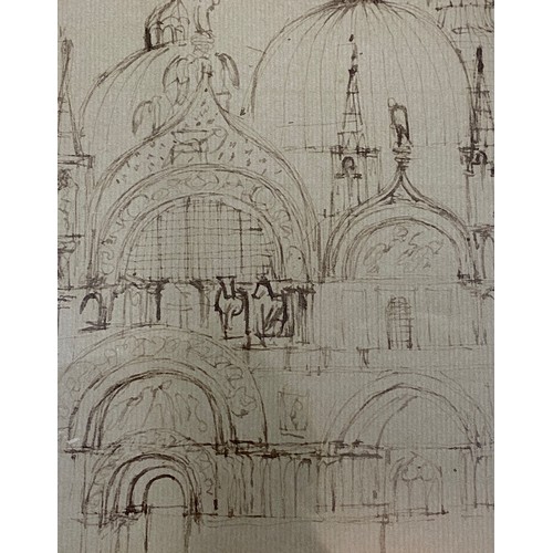 1176 - Muriel Brandt (1909-1981) Ink drawing of St Mark's Square Venice signed in pencil to lower left 22 x... 