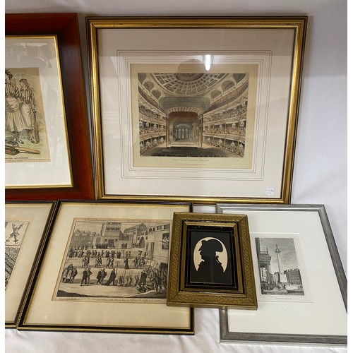 1128 - Various prints to include : New Covent Garden Theatre, image size 24.5 x 30cm, The Political Lady-Cr... 