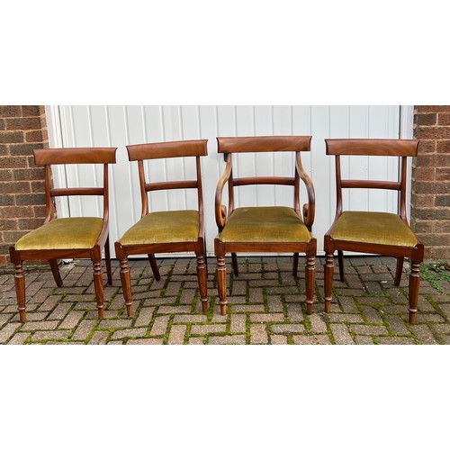 59 - A set of 4 19thC mahogany bar back chairs including 1 carver.