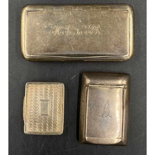 763 - Collection of silver items to include : ribbed silver wood lined box 9cm x 8.5cm x 4.5cm, R. E. Ston... 