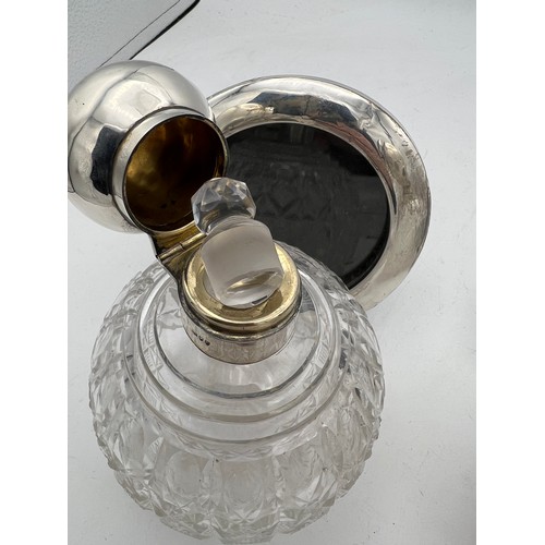 764 - Silver items to include a pair of scent bottles William Hutton & Sons Ltd, London 1895 and pair of p... 