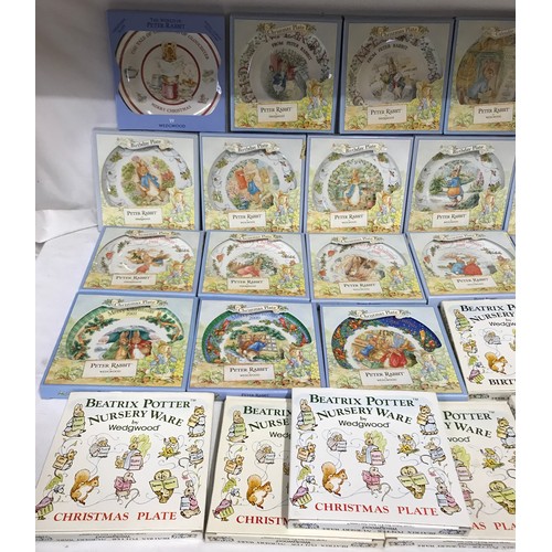 156 - A collection of 36 Wedgwood 'The world of Beatrix Potter Peter Rabbit' plates to include 20 Christma... 