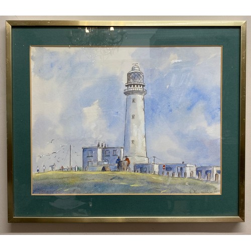 1184 - Kevin Walsh (British 1950-) The Lighthouse, Flamborough, watercolour signed and dated '75 lower righ... 