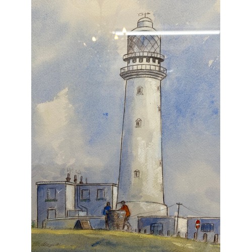 1184 - Kevin Walsh (British 1950-) The Lighthouse, Flamborough, watercolour signed and dated '75 lower righ... 