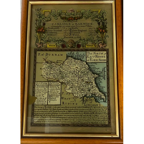 933 - A collection of framed reproduction maps to include The Ridings of Yorkshire, Anglia, Birds Eye View... 