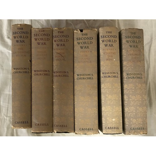 806 - 6 Volumes of Winston Churchill The Second World War Books by Cassell & Co. Volumes I to VI, missing ... 