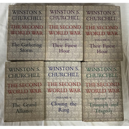 806 - 6 Volumes of Winston Churchill The Second World War Books by Cassell & Co. Volumes I to VI, missing ... 