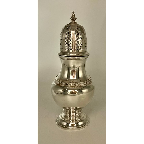 759 - A George VI silver sugar shaker Birmingham 1938, maker Adie Bros Ltd. Height 18cm. Weight 148gm.