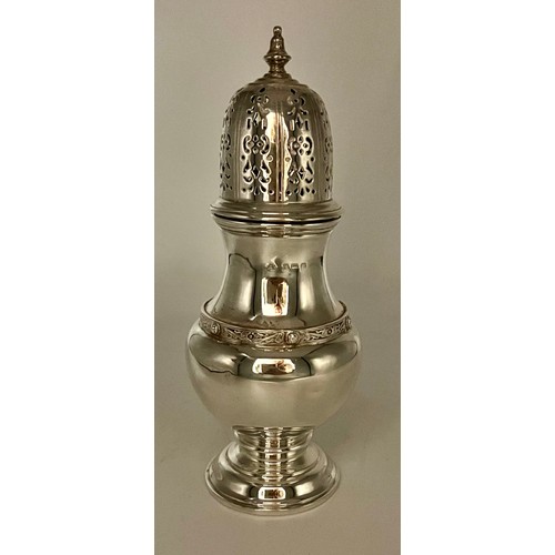 759 - A George VI silver sugar shaker Birmingham 1938, maker Adie Bros Ltd. Height 18cm. Weight 148gm.