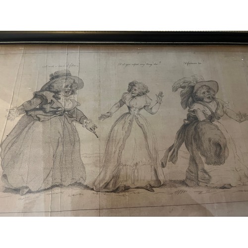 1115 - Various prints from Hogarth’s School for Scandal mounted in one frame. 183cm x 25cm.