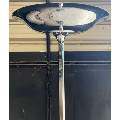 911A - A chrome art deco style standard lamp with marble base,  176cm h.