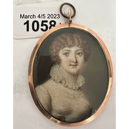 1058 - A oval portrait miniature on ivory inscribed to reverse H.R.H Frederica Duchess of York by Richard C... 