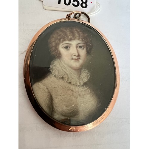 1058 - A oval portrait miniature on ivory inscribed to reverse H.R.H Frederica Duchess of York by Richard C... 