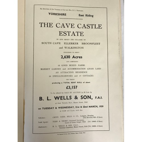 932 - A collection of 3 catalogues of Yorkshire to include 'The Cave Castle Estate of 2,630 Acres' auction... 