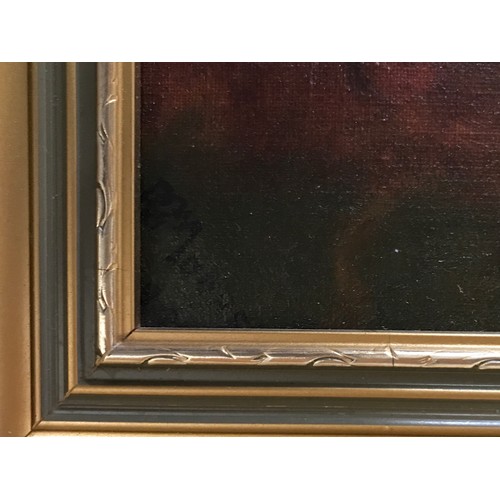 1317 - An oil on canvas in gilt frame of Godshill I.W. signed and dated lower left R Moore?. Image size 24 ... 