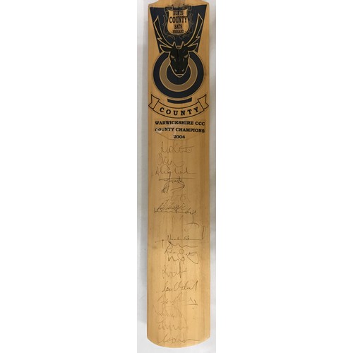 647 - A signed cricket bat from 2004 when Warwickshire CCC were County Champions along with other sporting... 