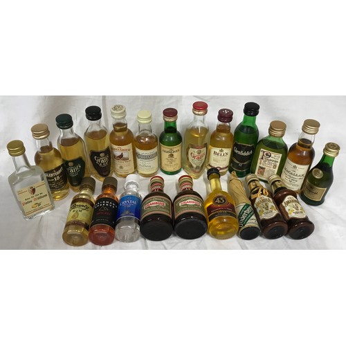 698 - Assorted miniatures to include: Whisky (11) Grants (3) Macallan (1) and Liqueur, Rum etc  - approx 5... 