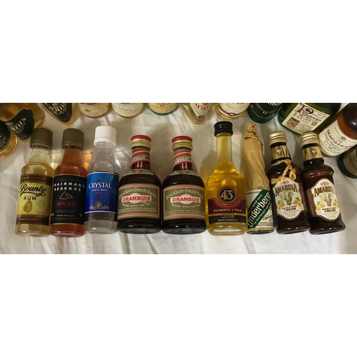 698 - Assorted miniatures to include: Whisky (11) Grants (3) Macallan (1) and Liqueur, Rum etc  - approx 5... 