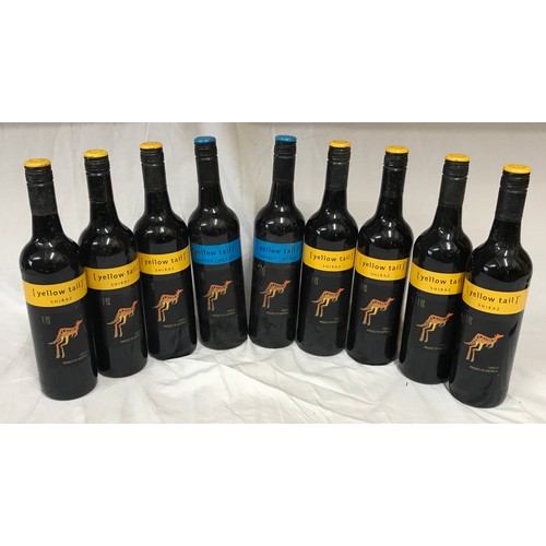 702 - 9 bottles of Yellow tail to include 7 bottles of shiraz 2015-2016 and 2 bottle of Cabernet Merlot.