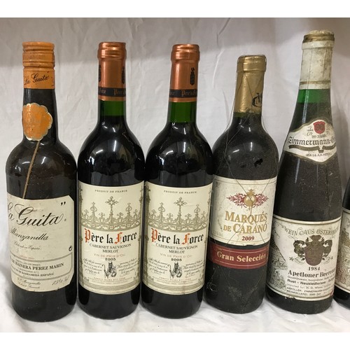 705 - A collection of red wines to include La Guita, Marques De Carano, Pera La Force, Buronga, Apetloner ... 