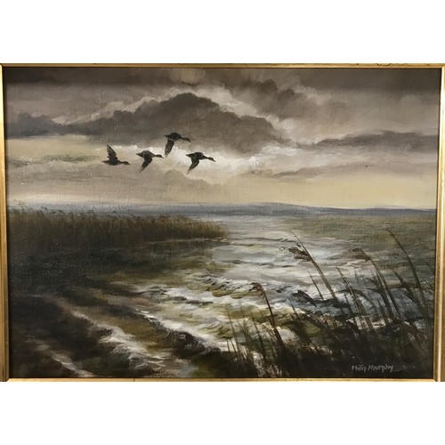 1321 - A collection of painting and prints to include an oil on board entitled 'Teal on Solway' signed Phil... 