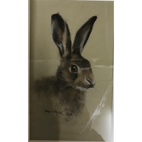 1322 - John Naylor (b.1960) British, a pastel on paper of a rabbit, signed and dated 2010. Image size 18 x ... 