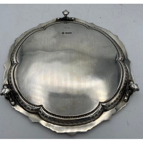 787 - Silver salver Sheffield 1897, maker Martin Hall and co. Weight 350gm, 20cm d.